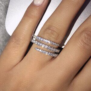 ❤Fever Macro Pave Beautiful Thin Stackable Rings for Women, MARR9197